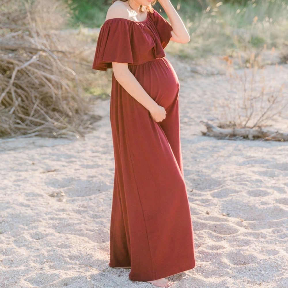 Womens Off Shoulder Maternity Dress - Size Small